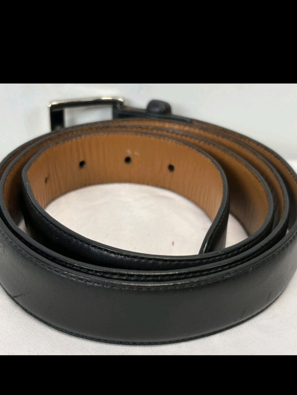 Coach Classic Black Leather Belt Sz.40"-42" & 1.25" W Unisex Silvertone Brass - Picture 6 of 13